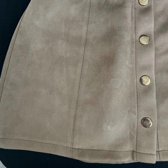 Forever 21 Tan Camel Faux Suede Elastic Waist Skirt Size 9/10 - Picture 11 of 12